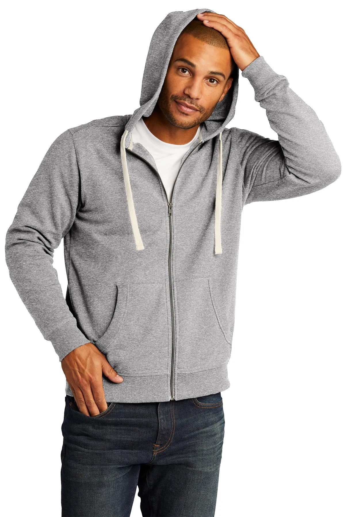 District Re-Fleece Full-Zip Hoodies, Light Heather Grey