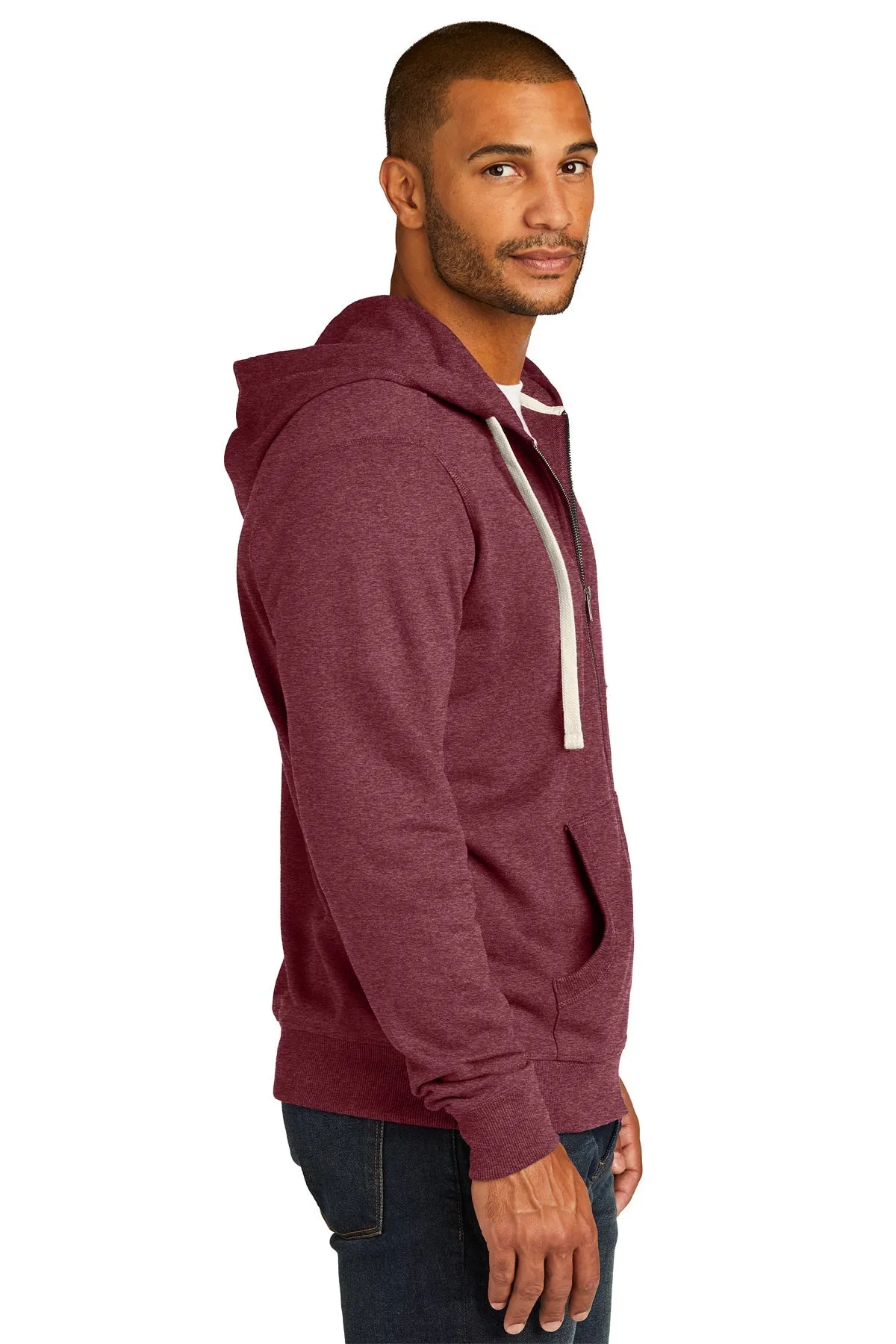 District Re-Fleece Full-Zip Hoodies, Maroon Heather