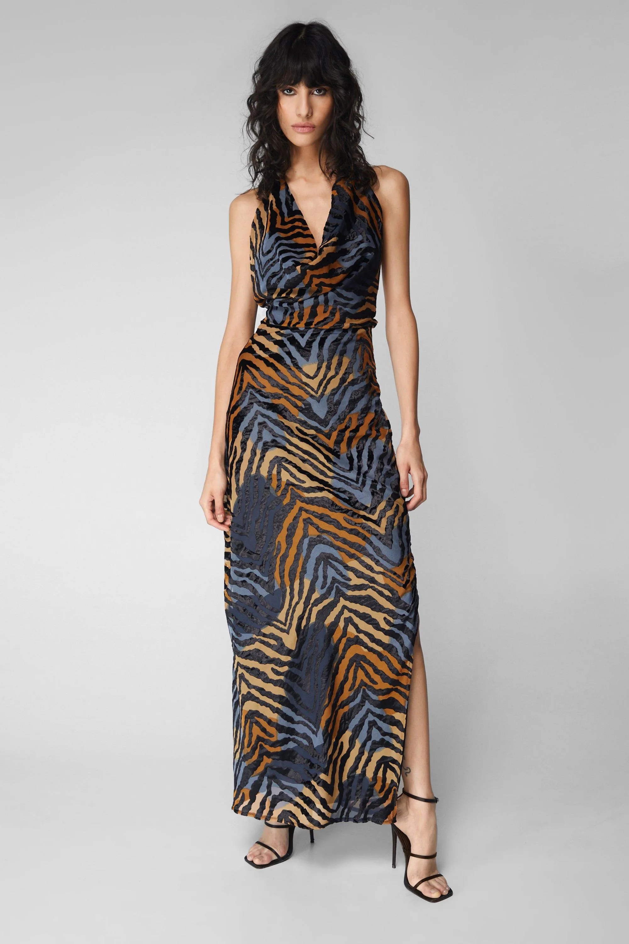 Dresses | Animal Devore Extreme Cowl Neck Maxi Dress | NastyGal