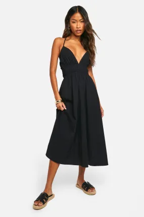 Dresses | Cotton Blend Plunge Midaxi Dress | boohoo