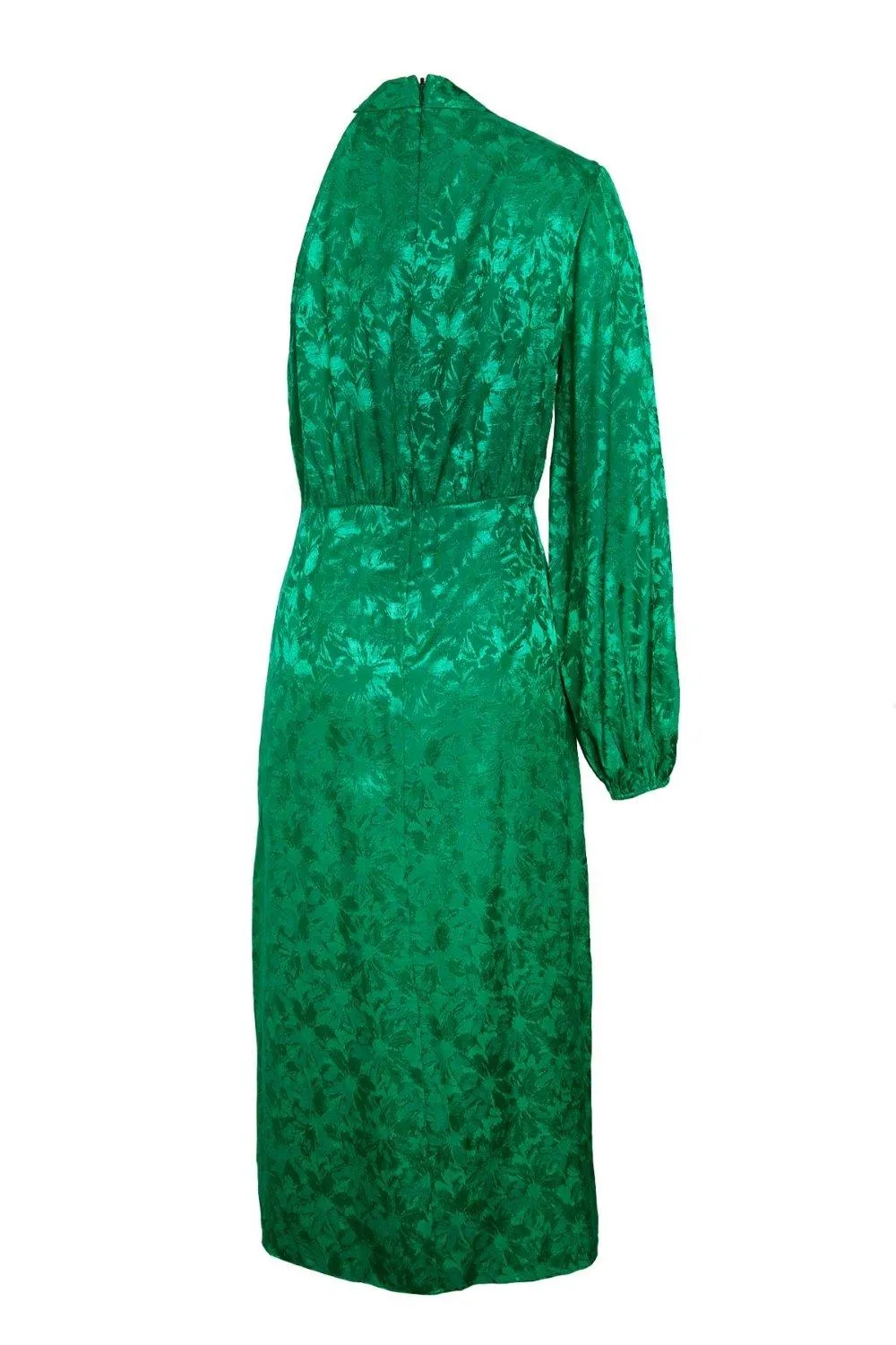 Dresses | One Shoulder Jacquard Midi Dress With Gold Buttons In Green | ANOTHER SUNDAY