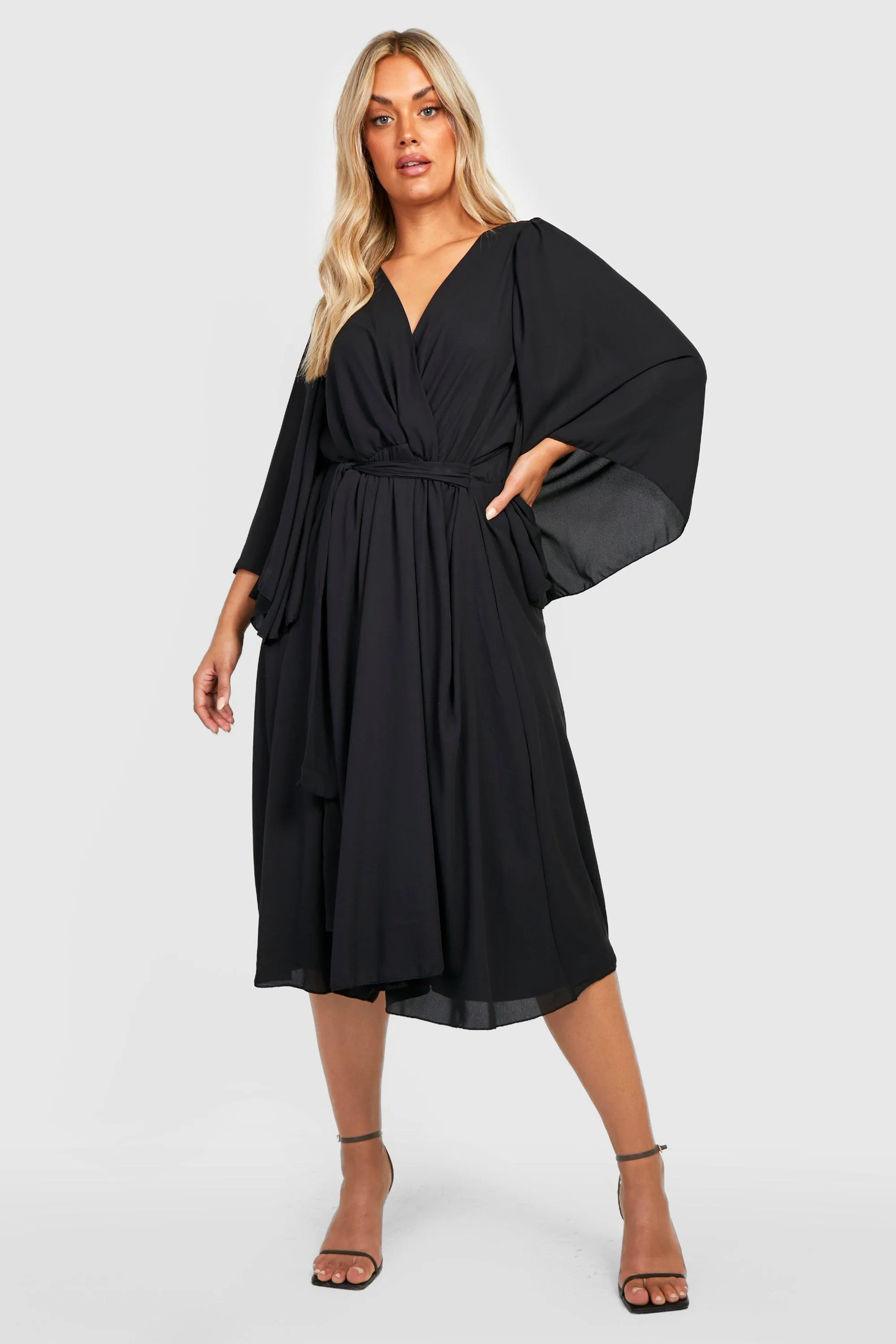 Dresses | Plus Angel Sleeve Wrap Midi Dress | boohoo