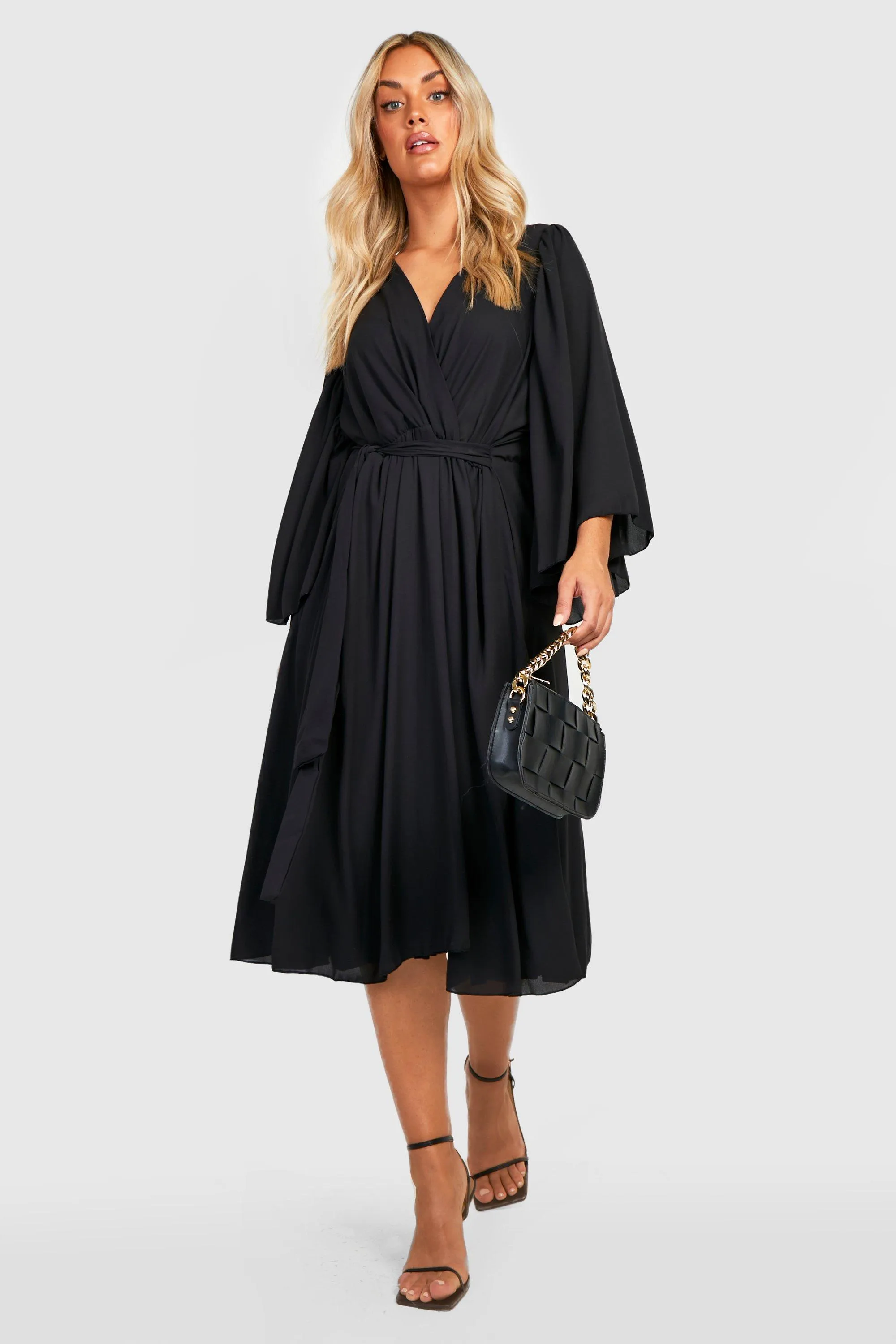 Dresses | Plus Angel Sleeve Wrap Midi Dress | boohoo