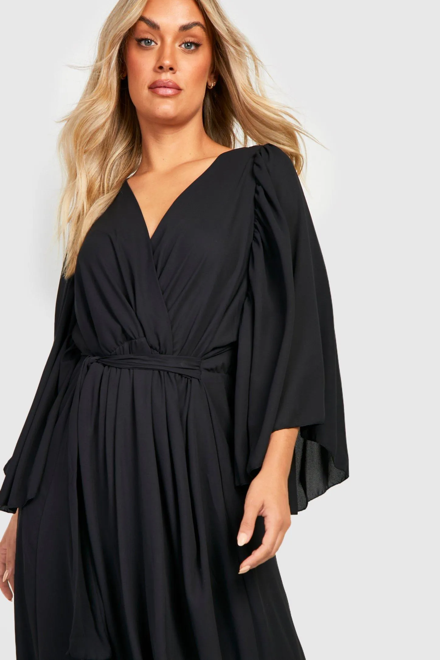 Dresses | Plus Angel Sleeve Wrap Midi Dress | boohoo