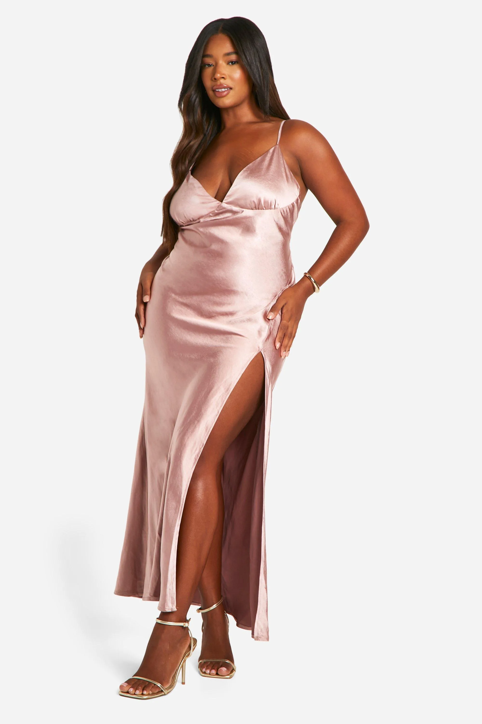 Dresses | Plus Bridesmaid Satin Strappy Maxi Dress | boohoo