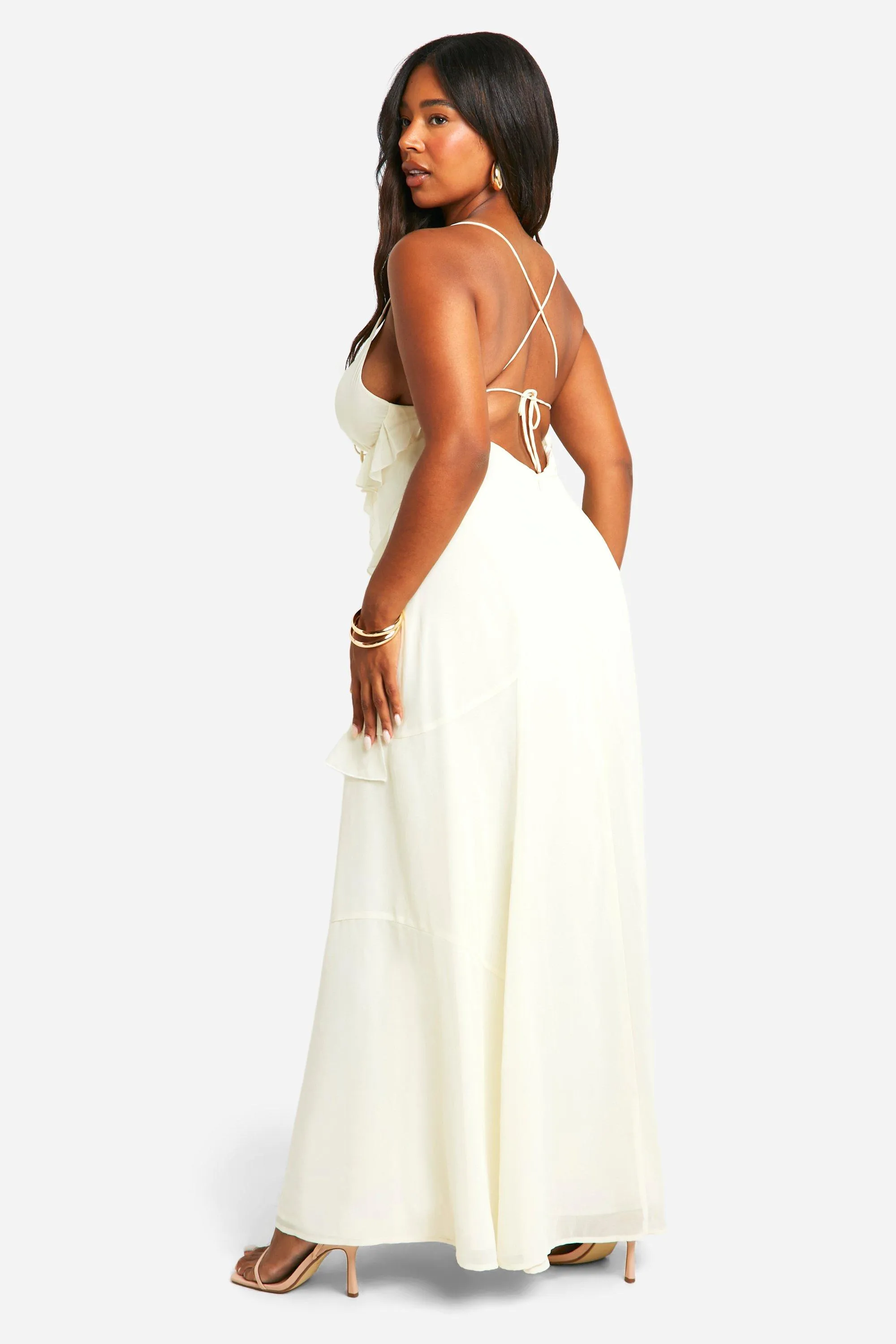 Dresses | Plus Strappy Cut Out Ruffle Front Maxi Dress | boohoo