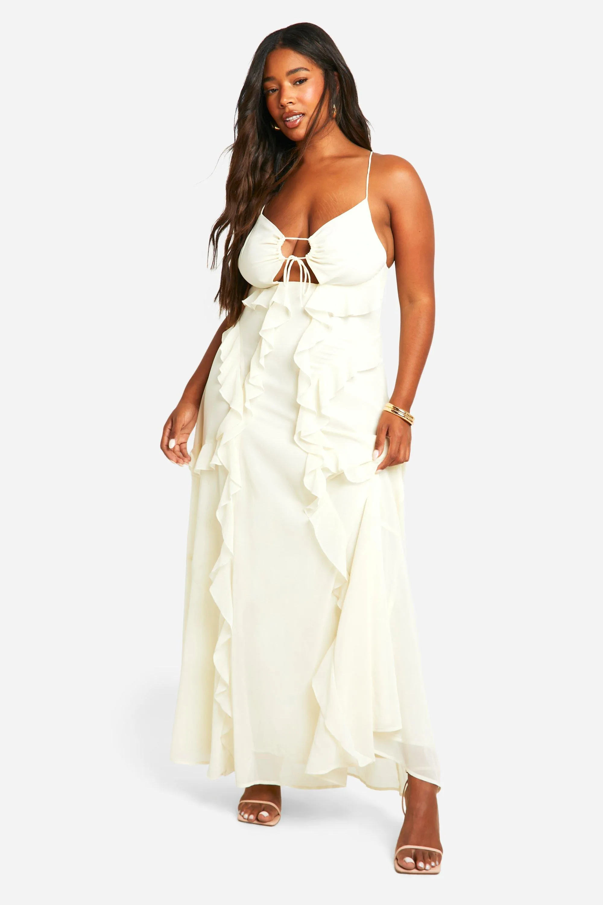 Dresses | Plus Strappy Cut Out Ruffle Front Maxi Dress | boohoo