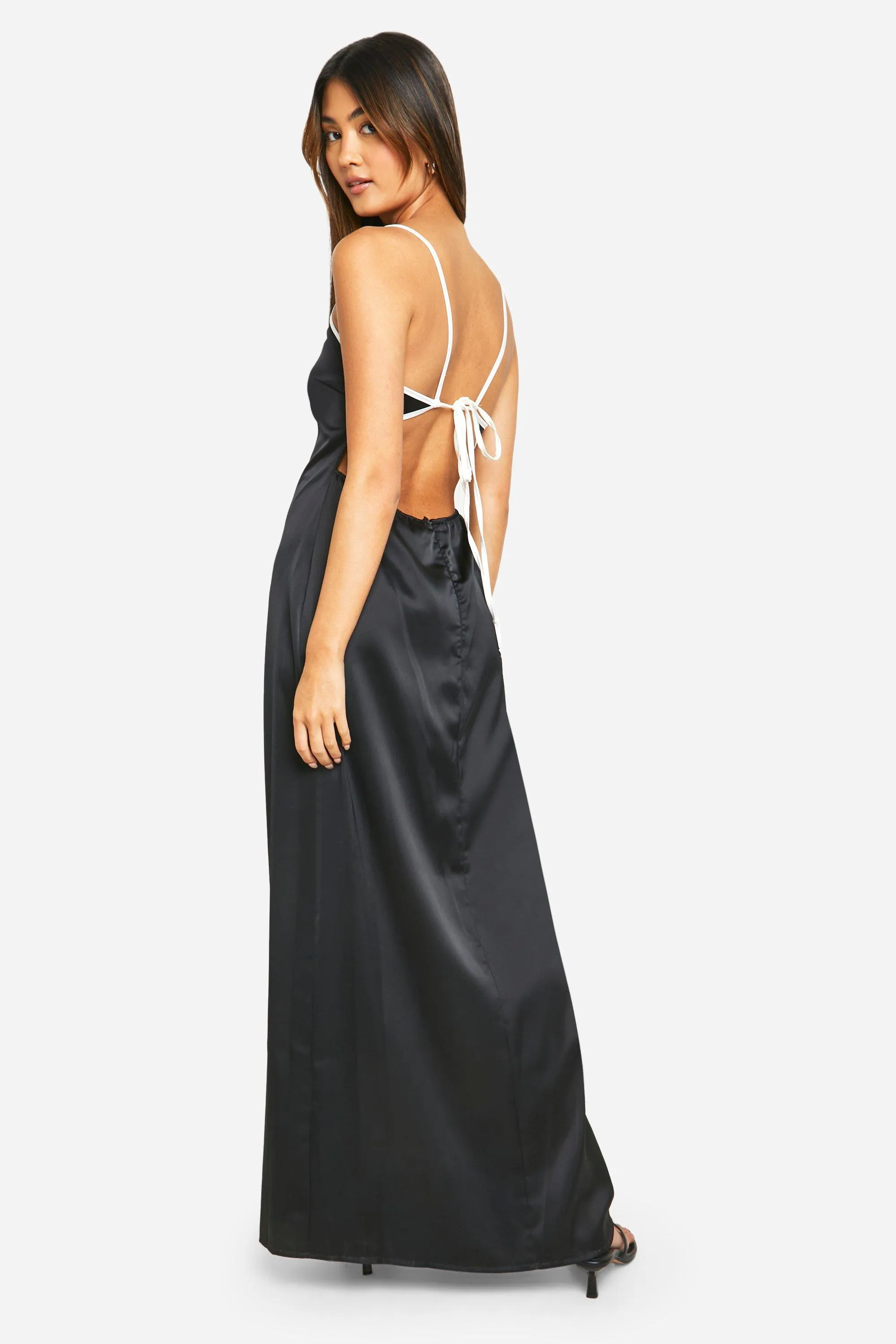 Dresses | Satin Contrast Binding Maxi Dress | boohoo