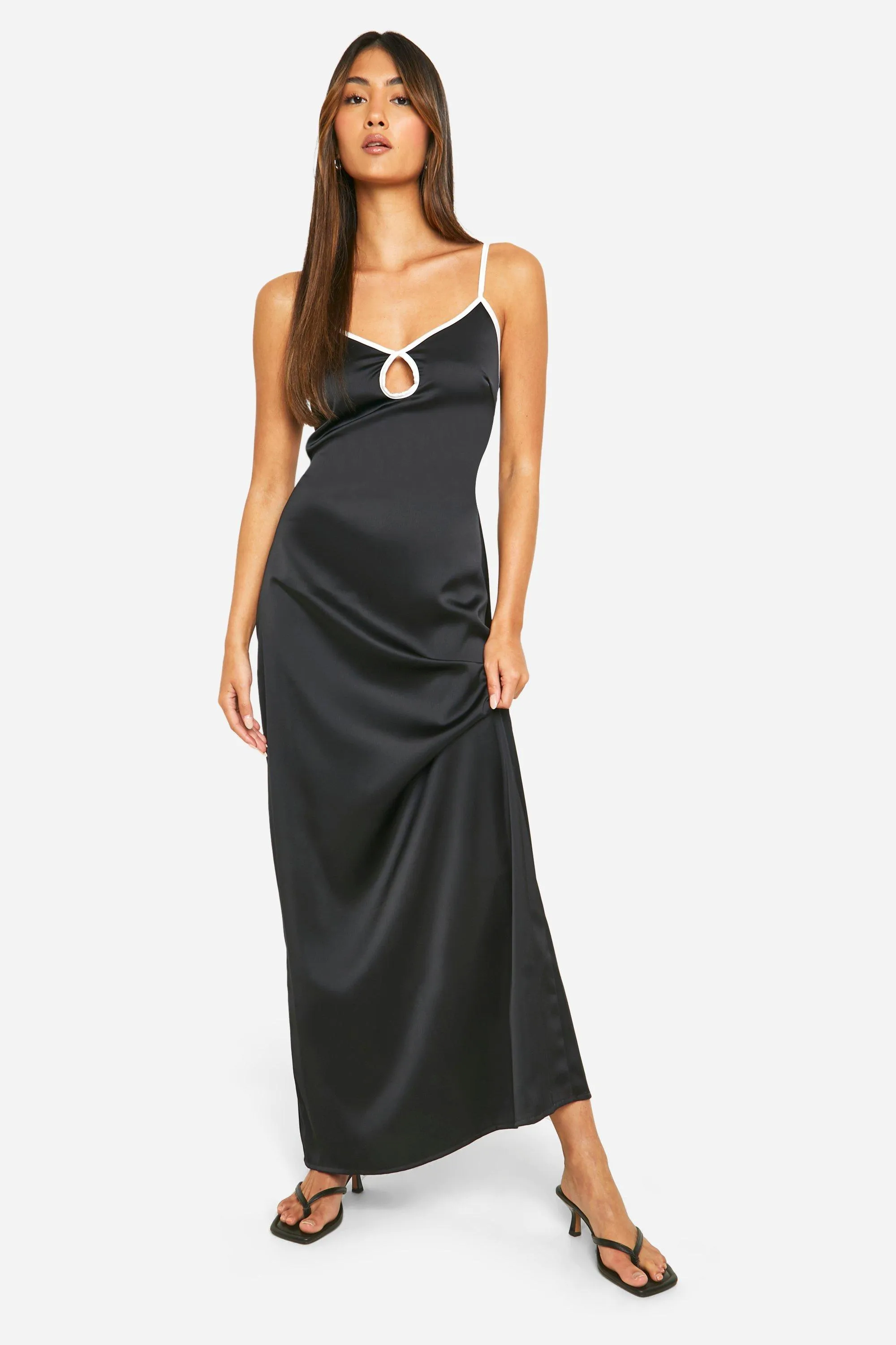 Dresses | Satin Contrast Binding Maxi Dress | boohoo