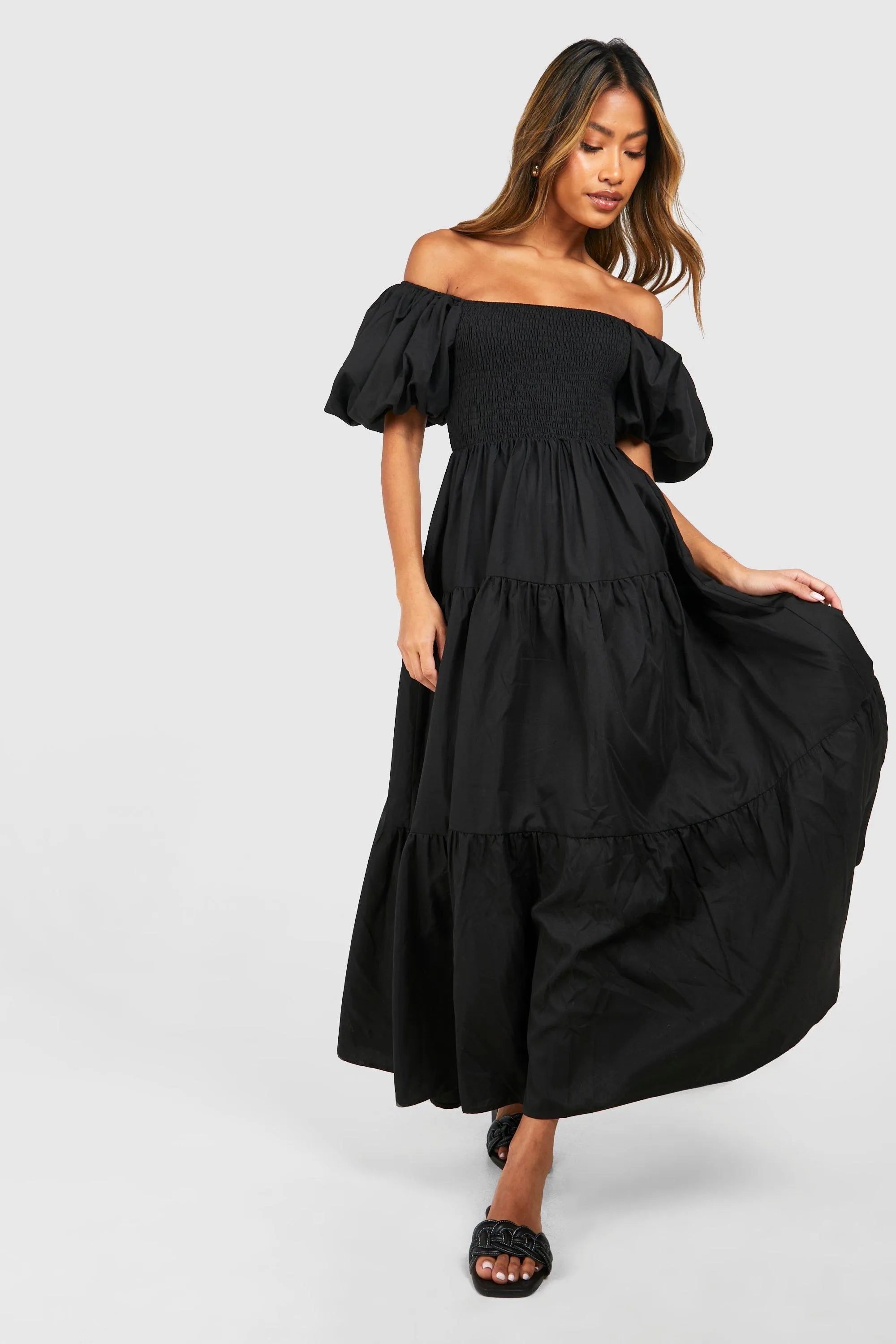 Dresses | Tiered Shirred Midaxi Smock Dress | boohoo