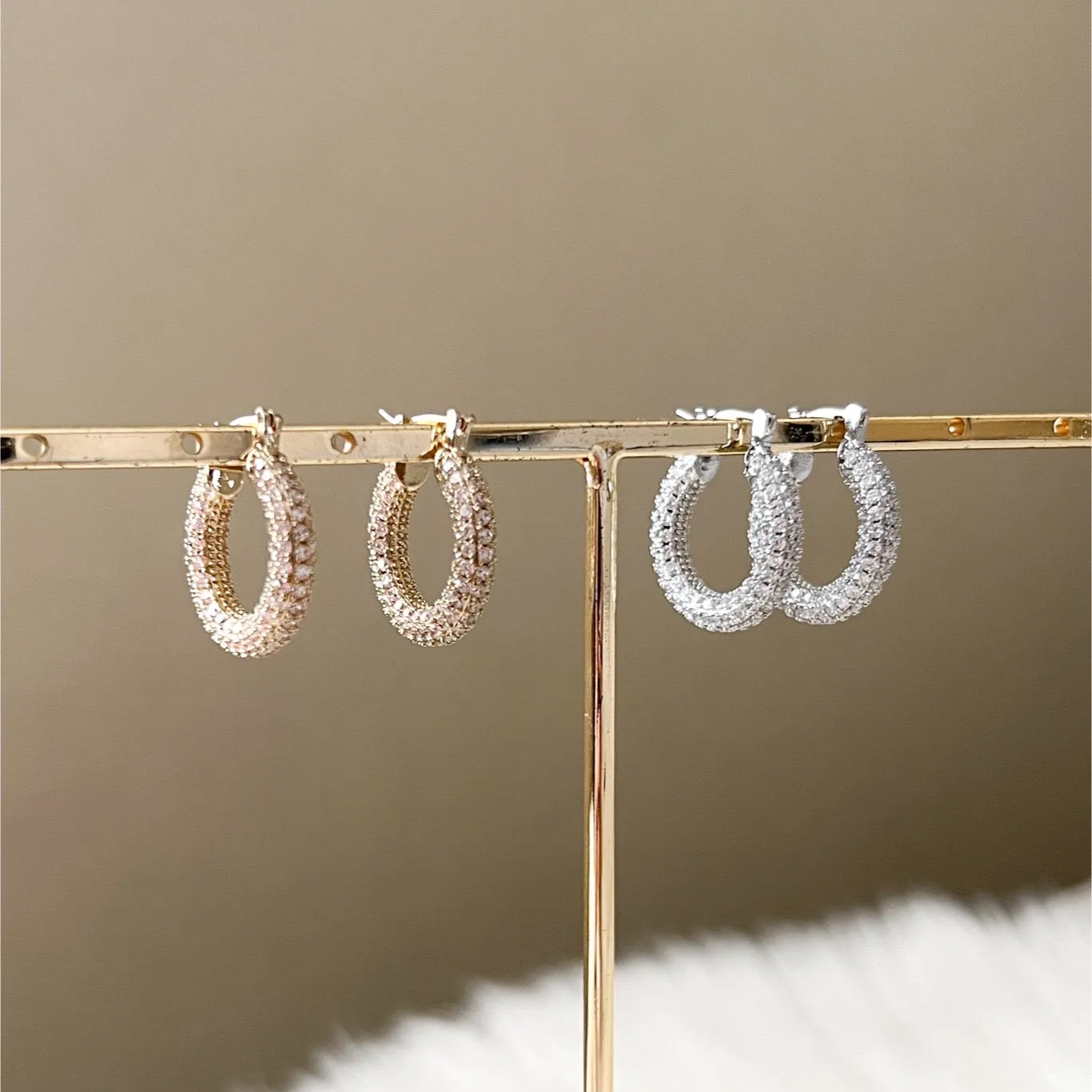 Ella Crystal Studded Hoop Earrings