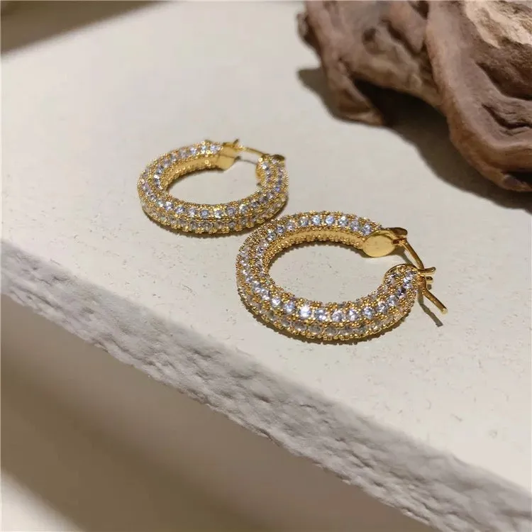 Ella Crystal Studded Hoop Earrings