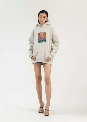 EMBROIDERY PATCHWORK HOODIES sweater - GREY