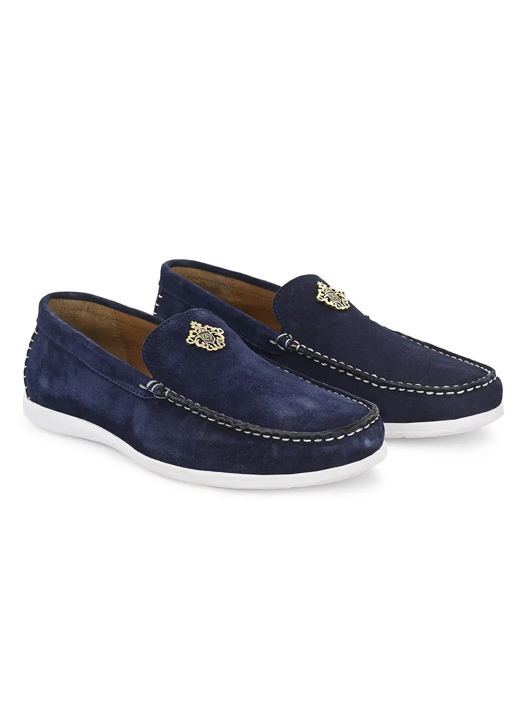 Genuine Navy Suede Leather Impact Technolog Slip On For Men