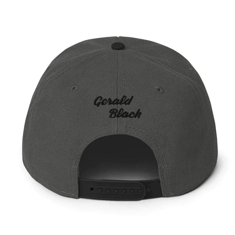 Gerald Black Snapback Unisex Hat 3D Logo with Flat Brim