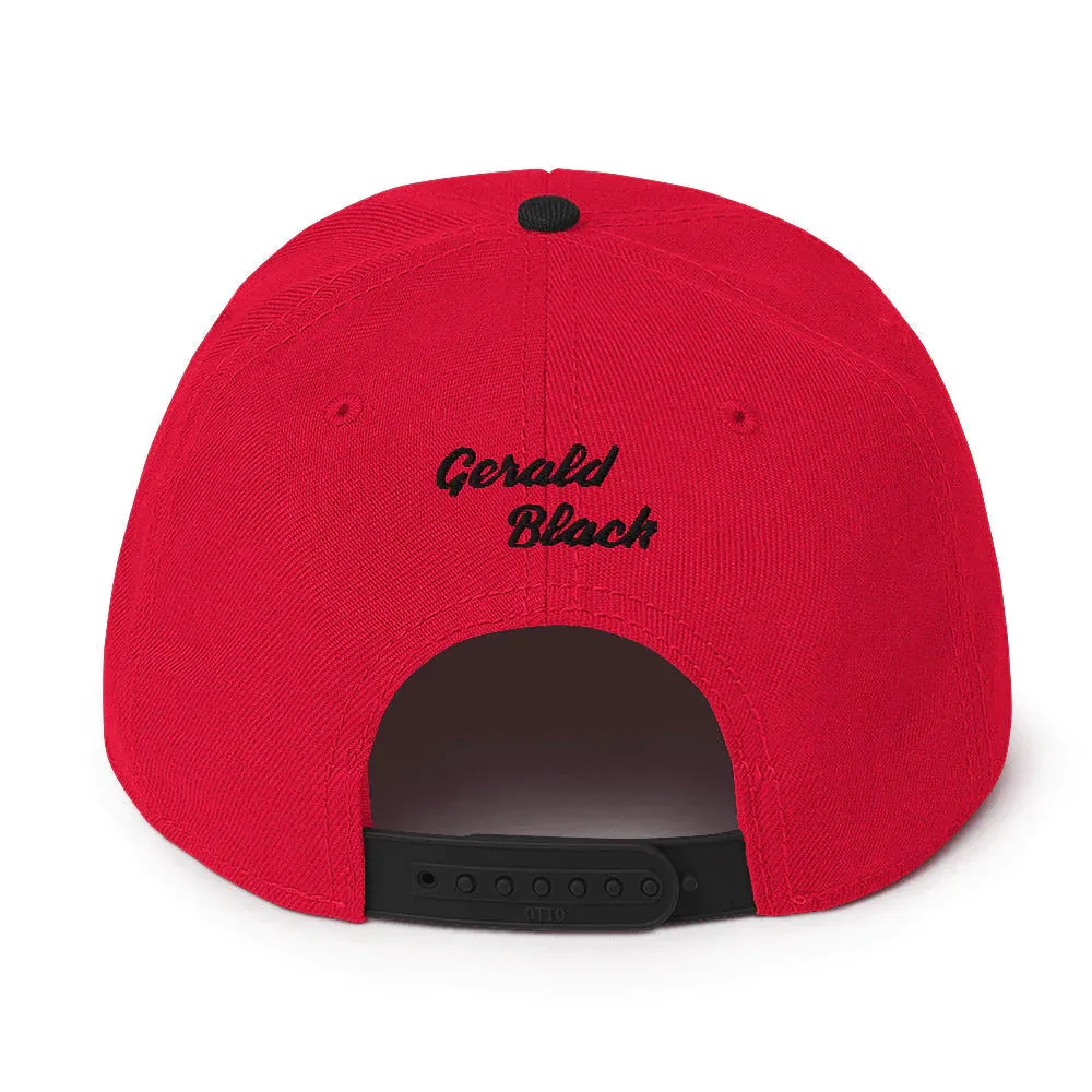 Gerald Black Snapback Unisex Hat 3D Logo with Flat Brim