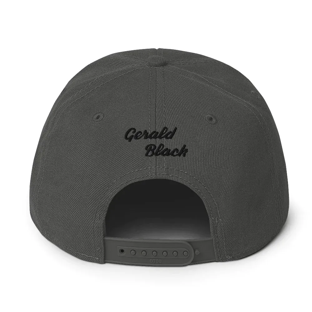 Gerald Black Snapback Unisex Hat 3D Logo with Flat Brim