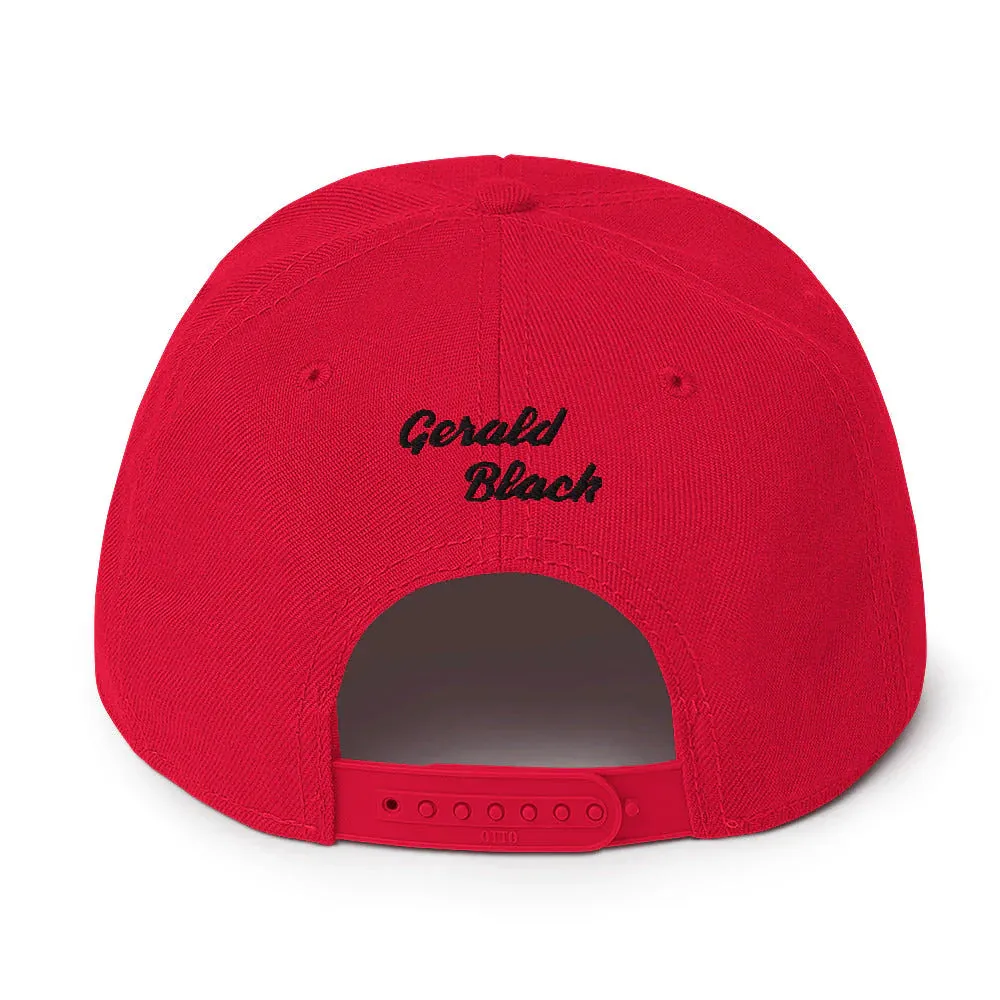 Gerald Black Snapback Unisex Hat 3D Logo with Flat Brim