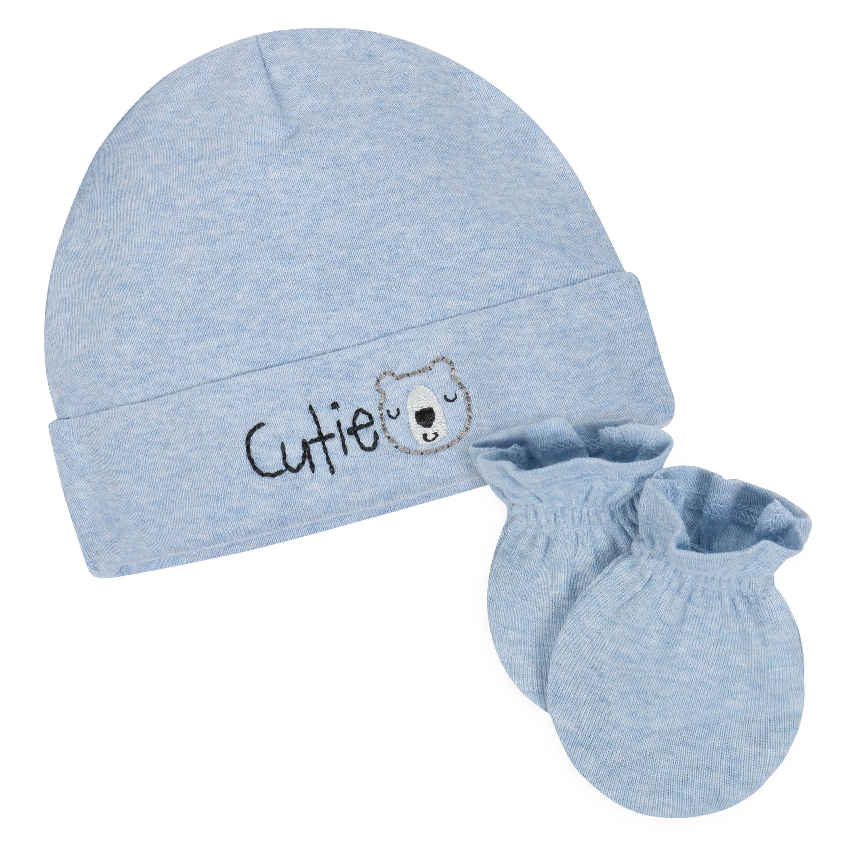 Gerber 4-Piece Boys Organic Cap & Mittens Set