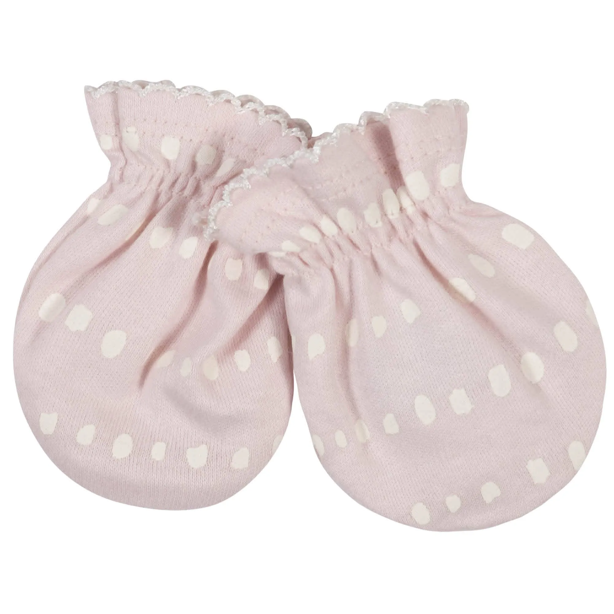 Gerber Organic 4-Piece Baby Girls Dotted Line Cap and Mitten Set