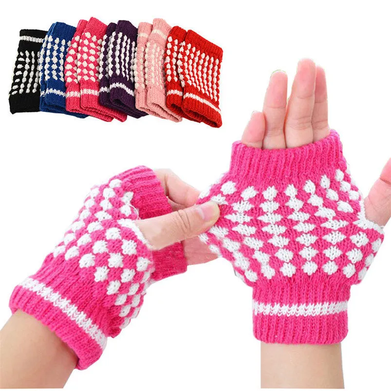 Gloves Cute Girls Knitting Warm Mittens Pineapple Pattern Half Fingerless Gloves Fast Shipping Feida