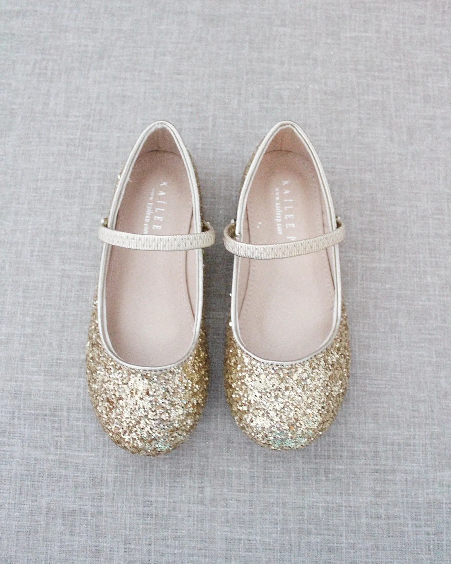 Gold Rock Glitter Mary Jane Ballet Flats