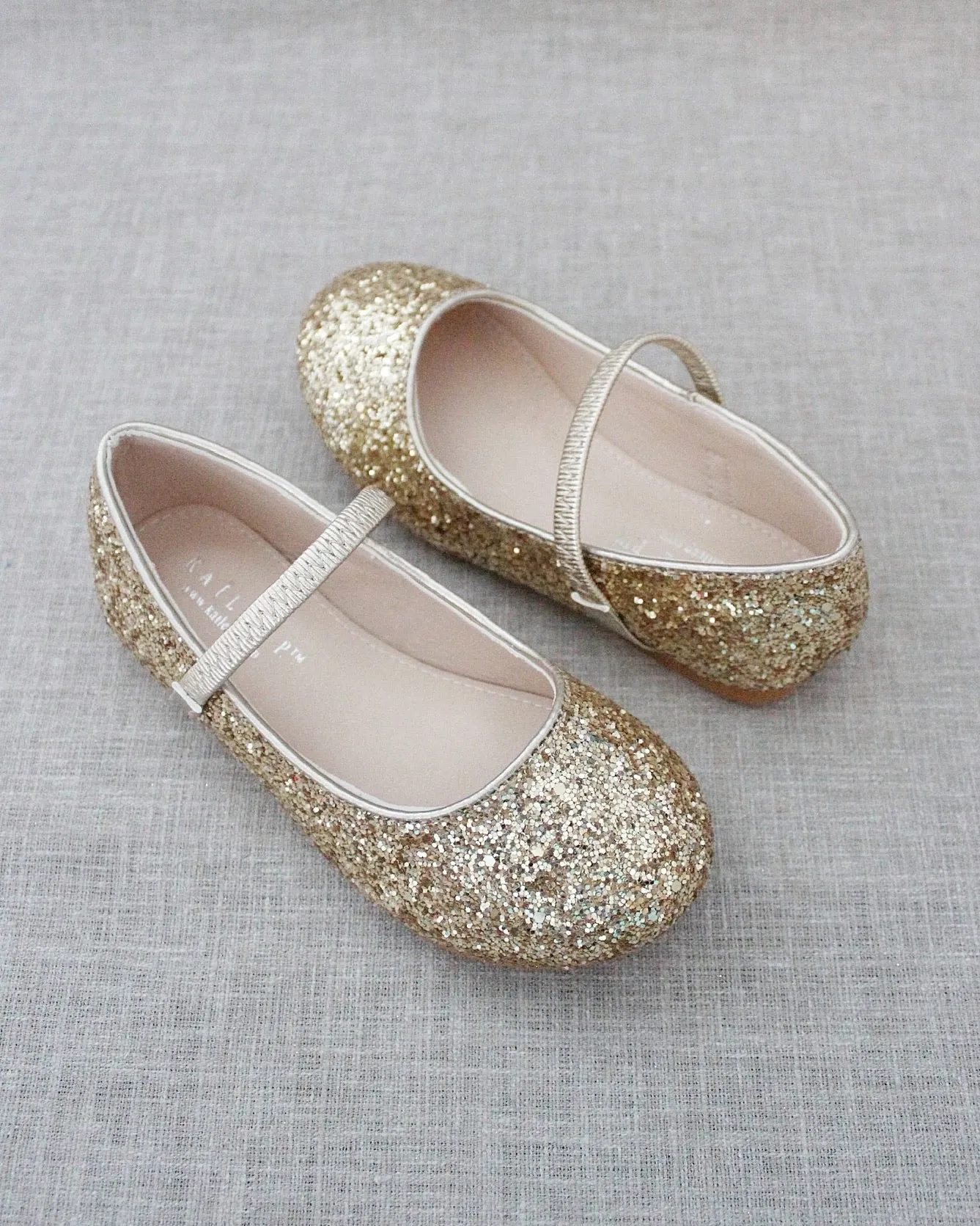 Gold Rock Glitter Mary Jane Ballet Flats