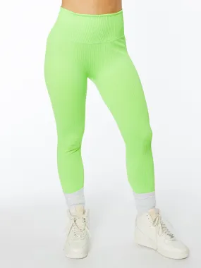 Good American | Seamless Chunky Rib Legging Chartreuse | Lime Green