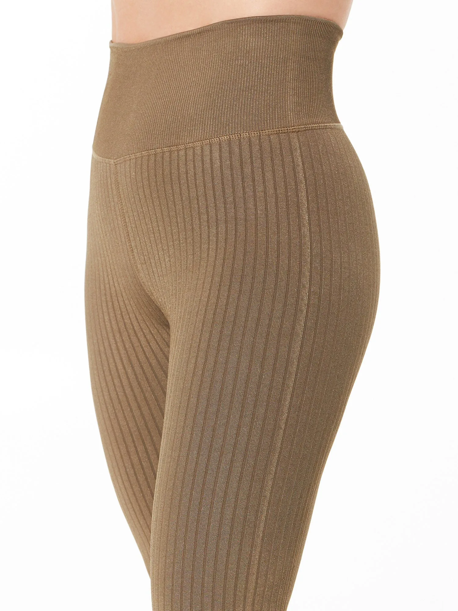 Good American | Seamless Ribbed Core Power Legging Fog | Dark Olive