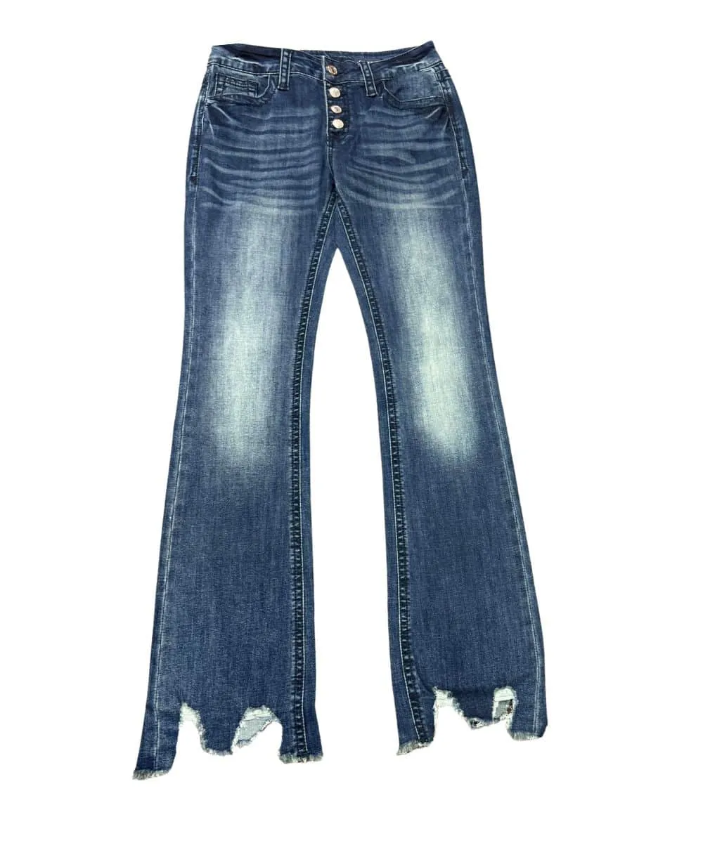 Grace In LA Distressed Bootcut Jeans