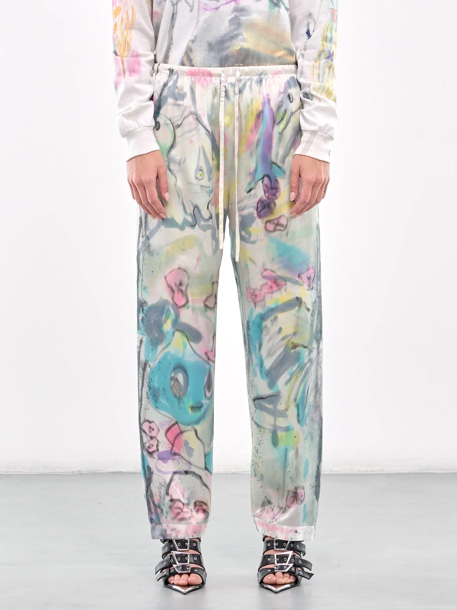 Hand Dyed & Illustrated Trousers (CB24HL09-BEIGE-PINK-MULTI)