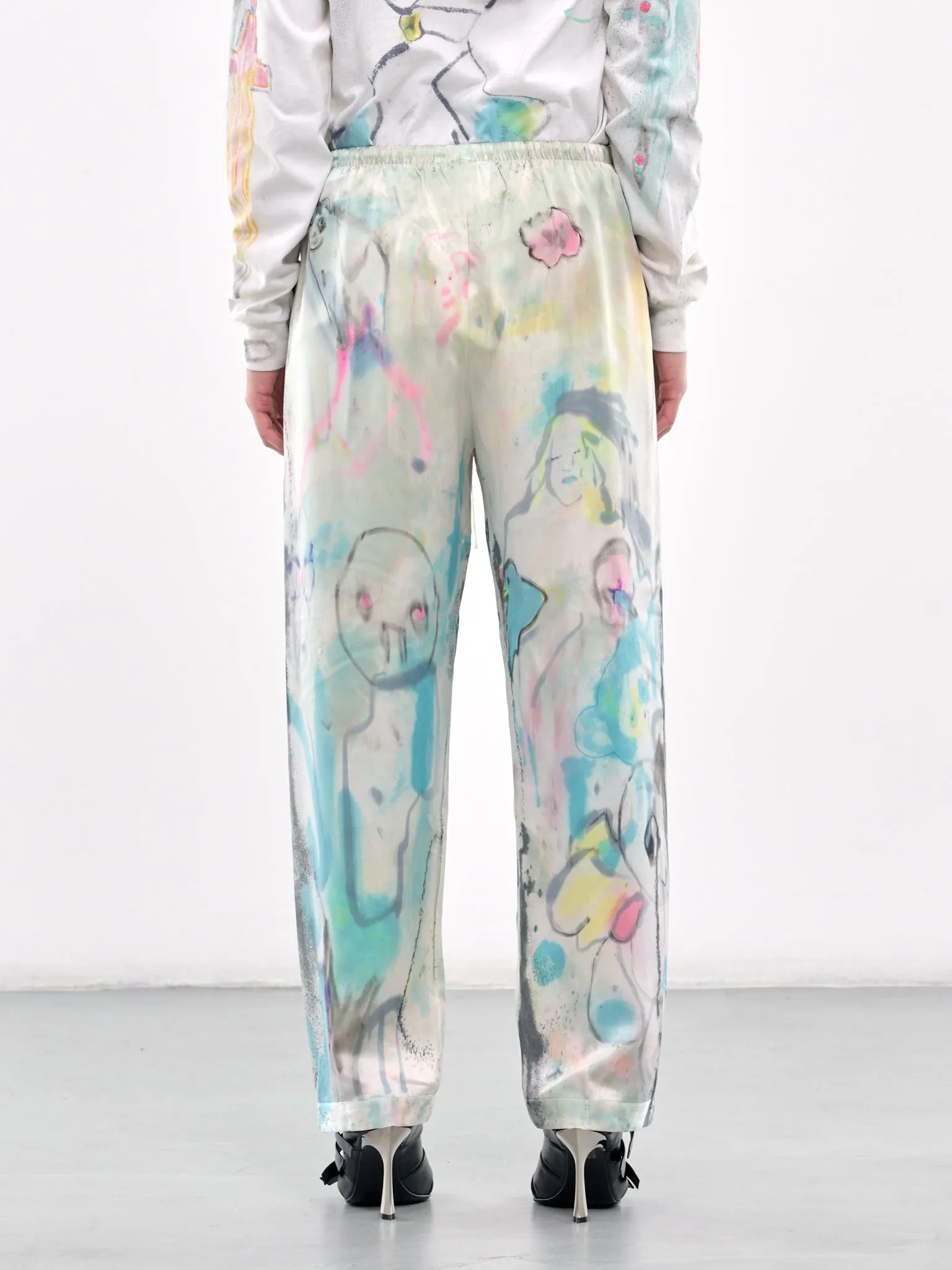 Hand Dyed & Illustrated Trousers (CB24HL09-BEIGE-PINK-MULTI)