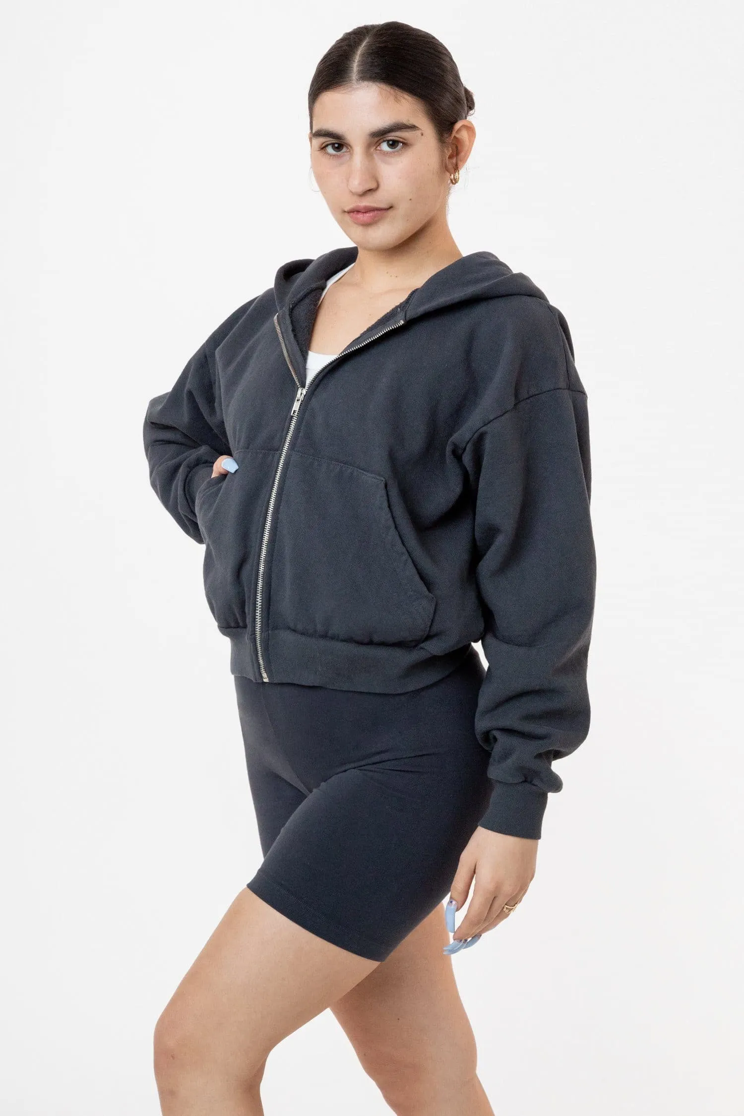 HF16 - Heavy Fleece Cropped Zip-Up Hoodie (Garment Dye)