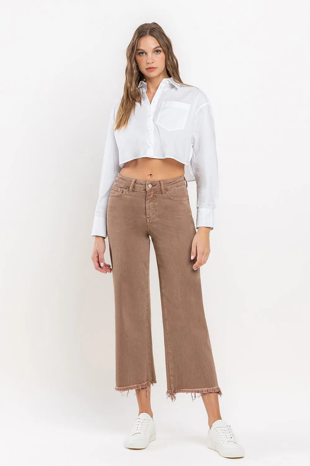 High Rise Crop Wide Leg Jeans