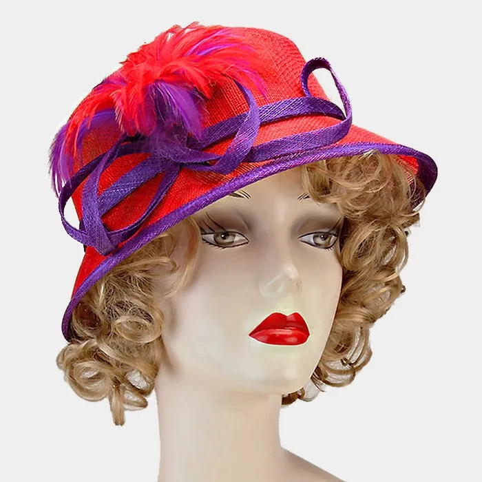 iLLASPARKZ Dressy feather curl bow sinamay hat