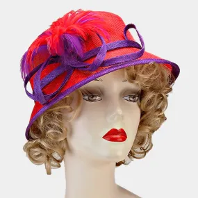 iLLASPARKZ Dressy feather curl bow sinamay hat