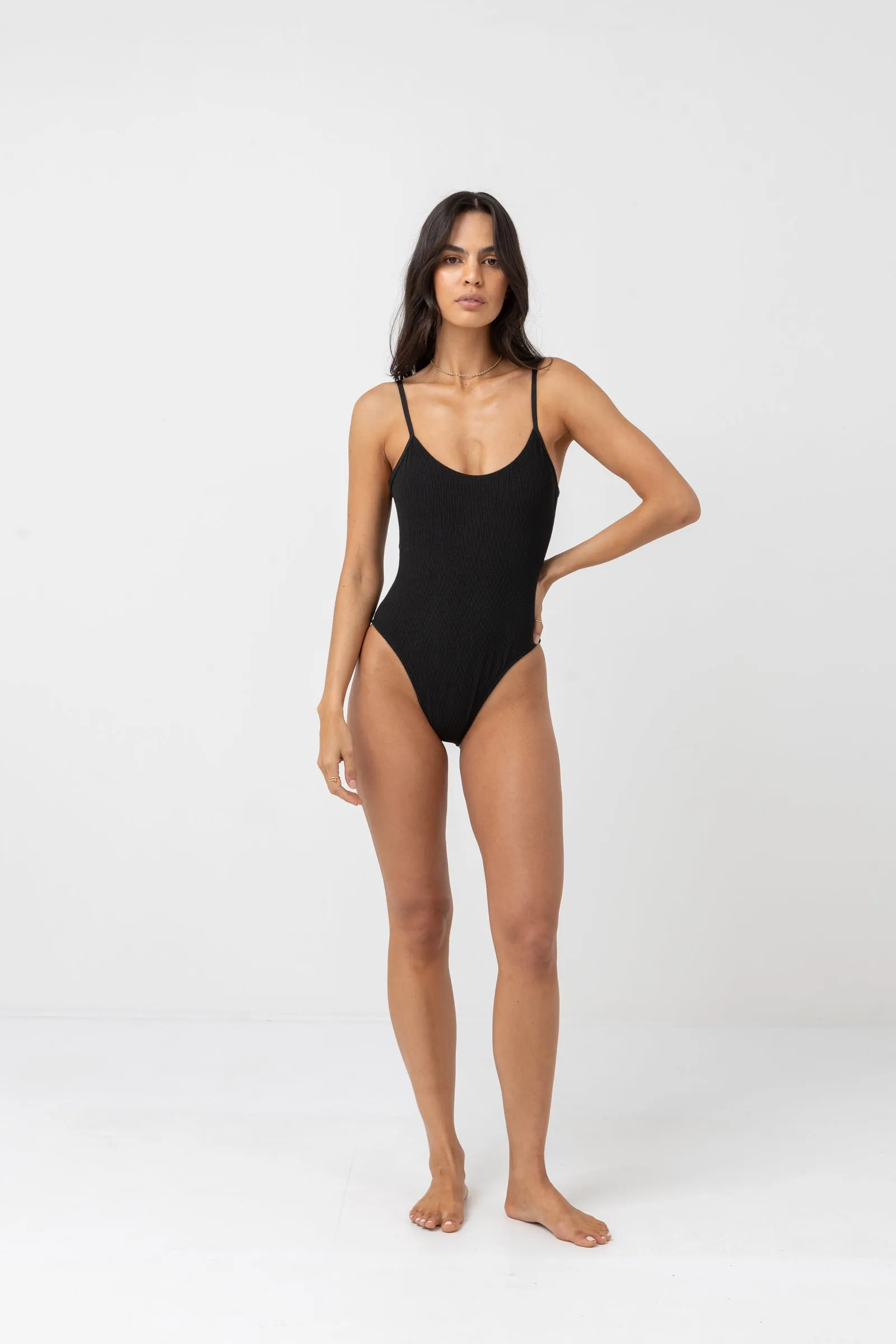 Isla Rib Eco Minimal One Piece Black