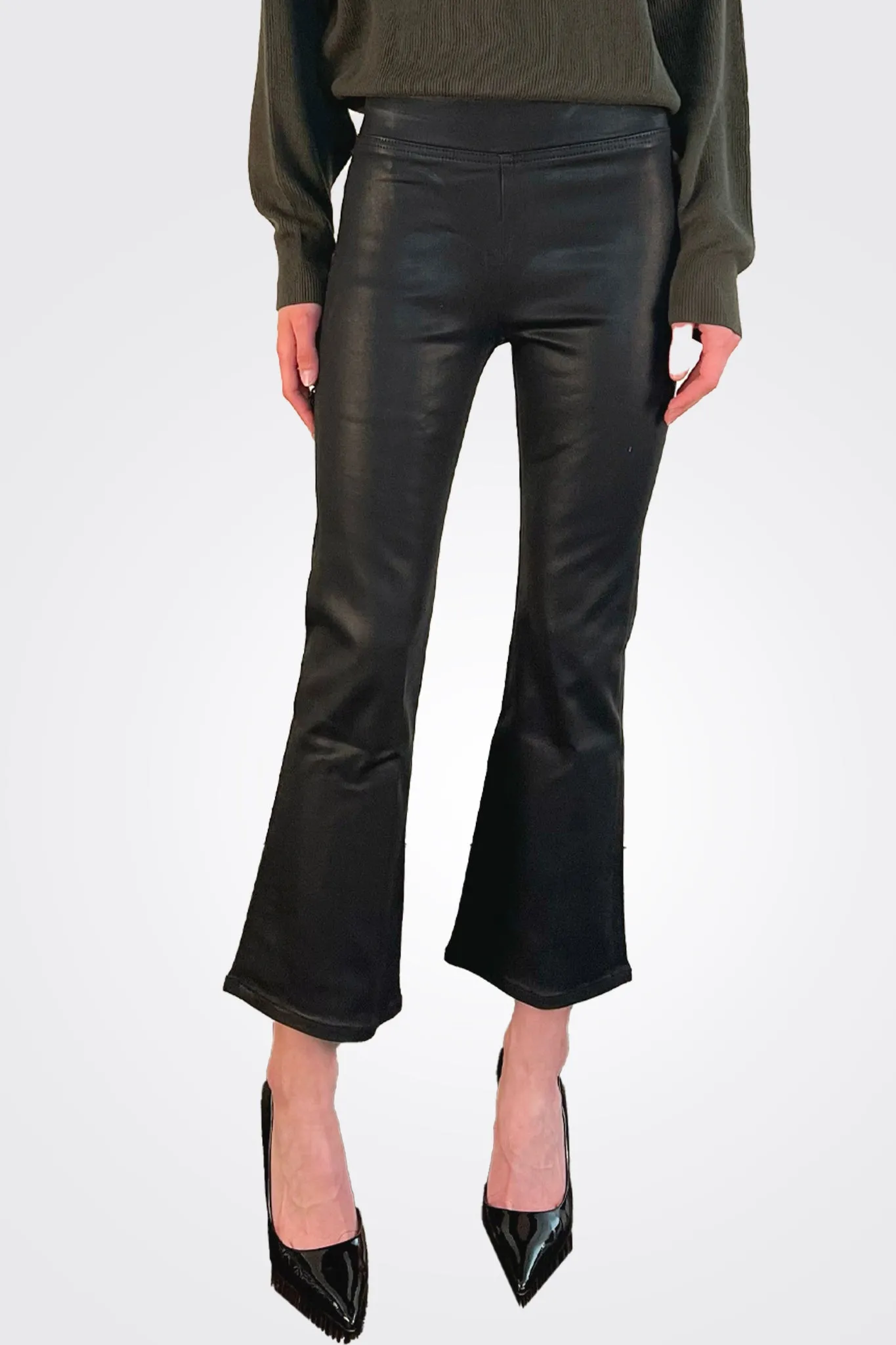 Jetset High Waist Crop Trousers - Noir Coated