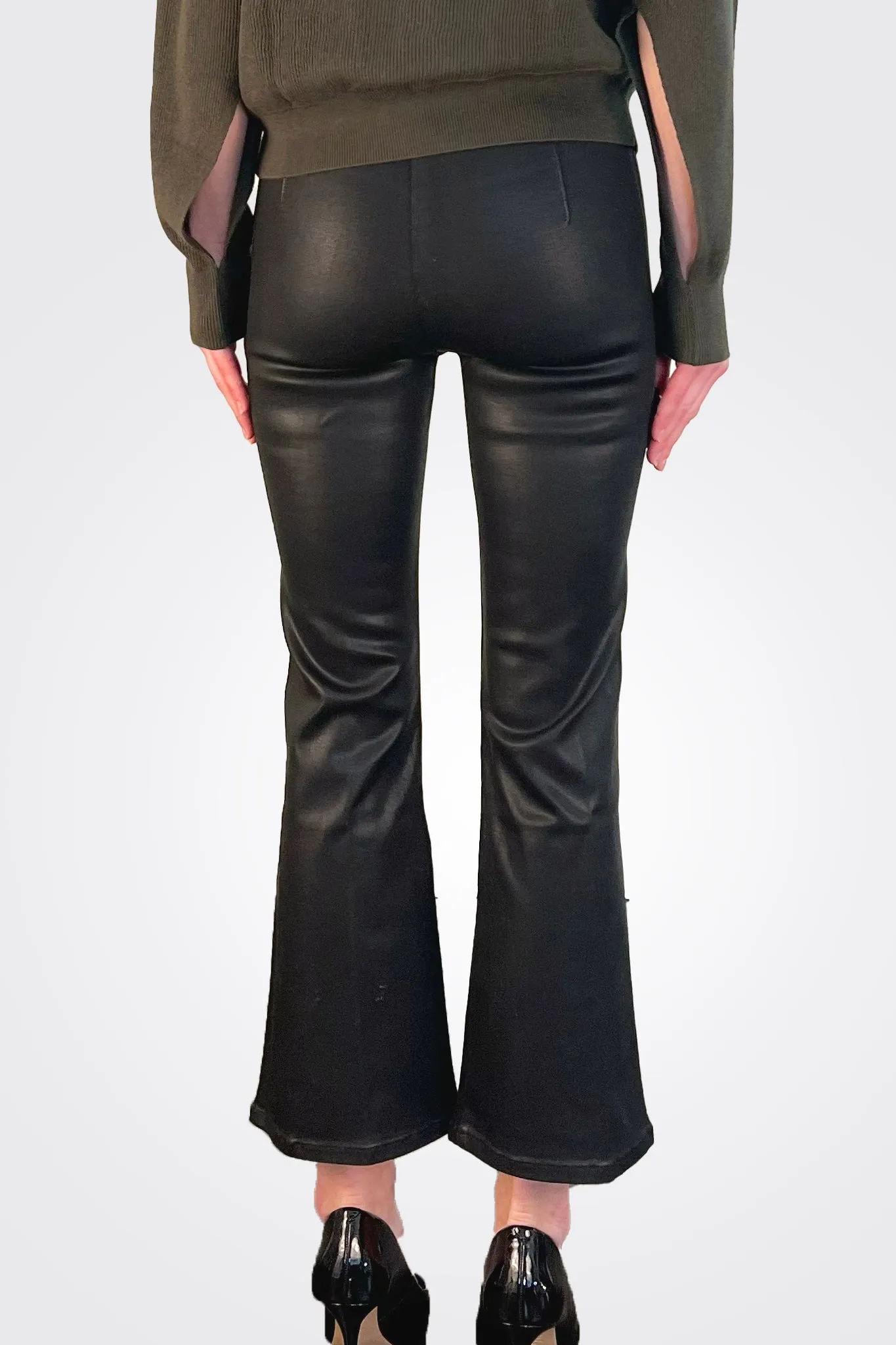 Jetset High Waist Crop Trousers - Noir Coated