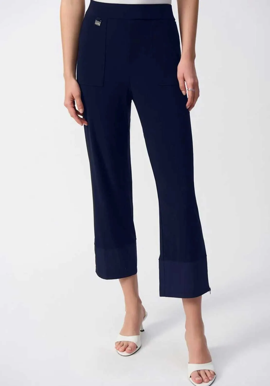 Joseph Ribkoff Zip Cuff Straight Trousers, Navy