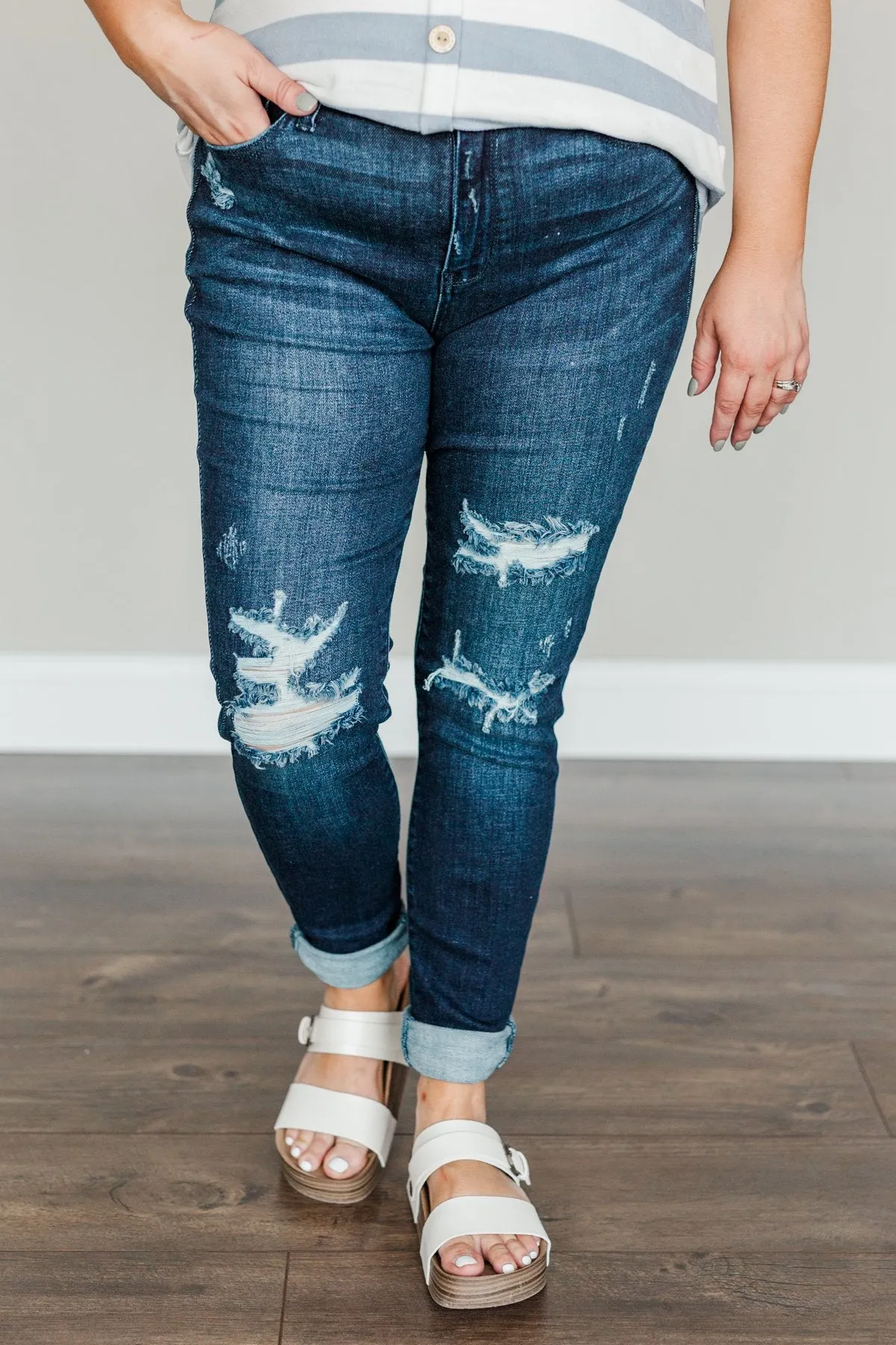 Judy Blue Distressed Skinny Jeans- Samantha Wash