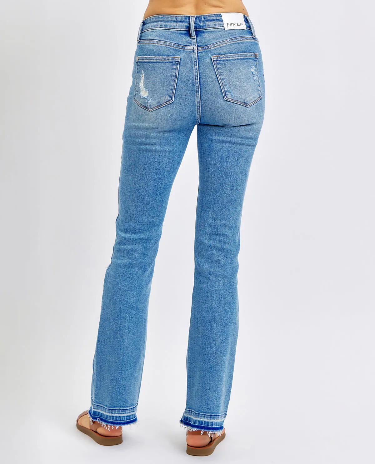 Judy Blue Mid Rise Destroy & Released Hem Bootcut Jeans