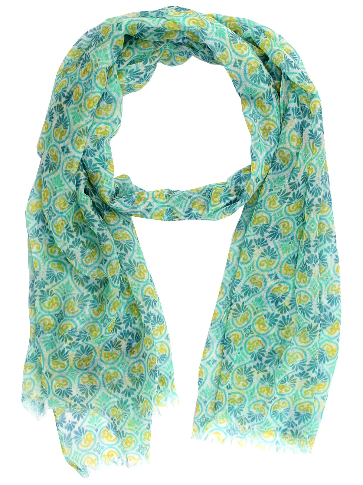 Kiton Cashmere Scarf Green Lime Floral FINAL SALE