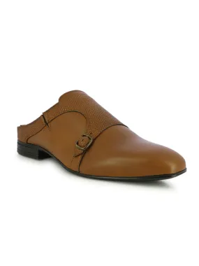 Kris Men's Tan Buckled Mules