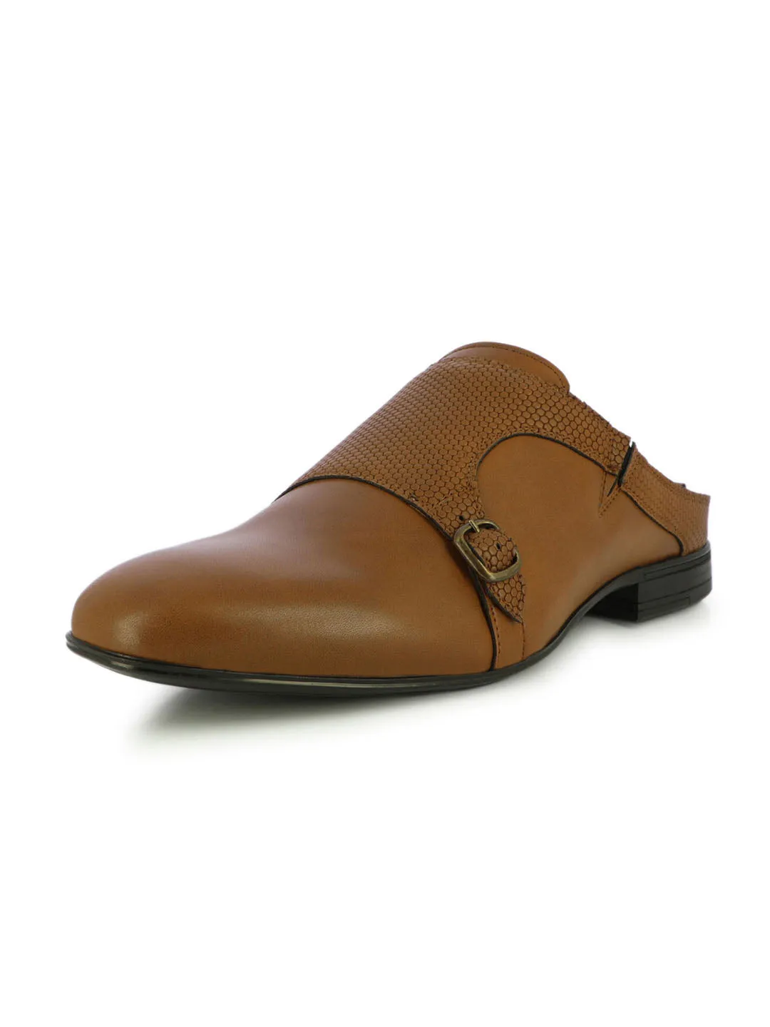 Kris Men's Tan Buckled Mules