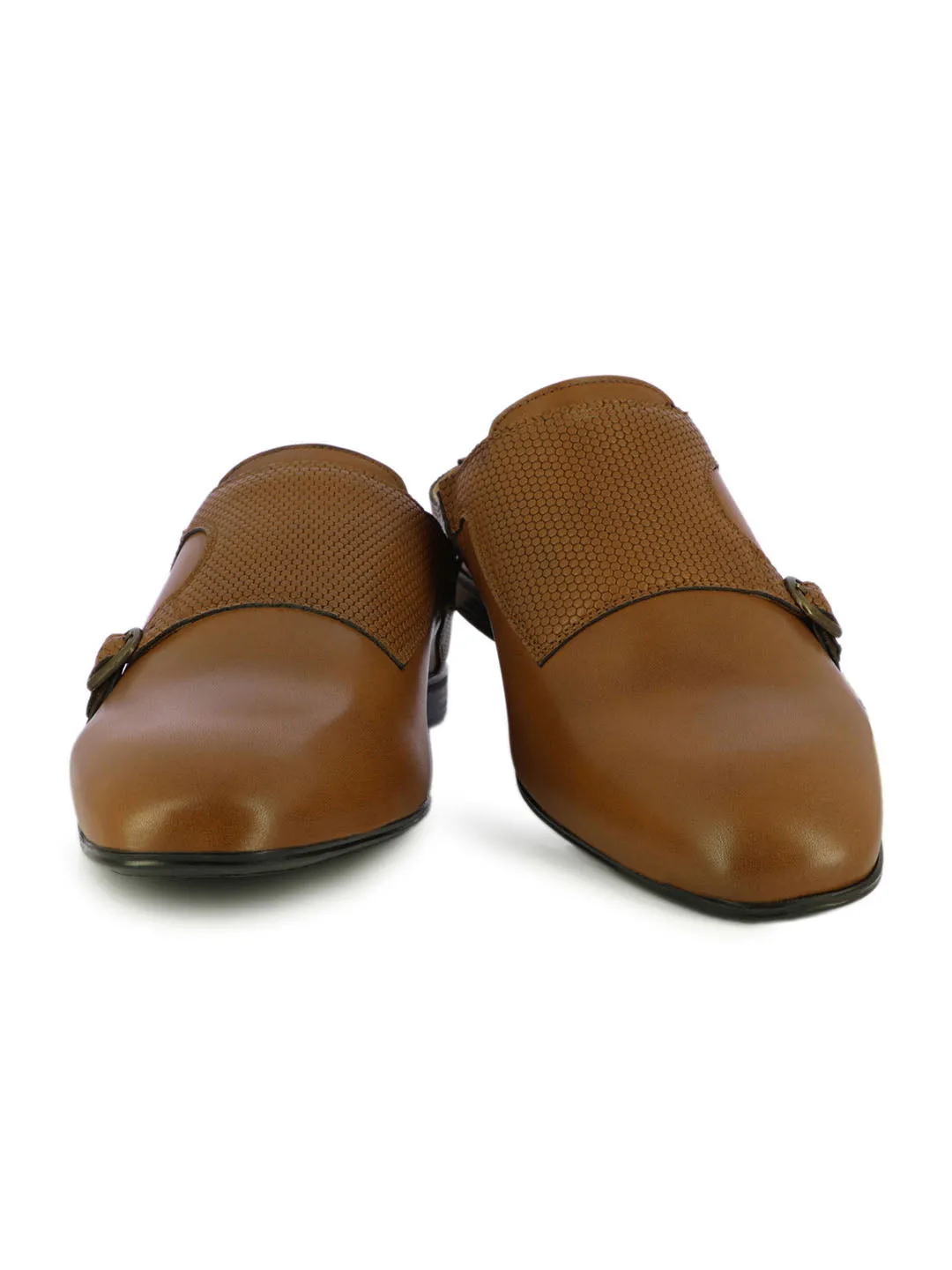 Kris Men's Tan Buckled Mules