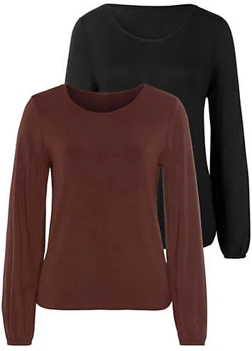 LASCANA Pack of 2 Long Sleeve Tops | Grattan