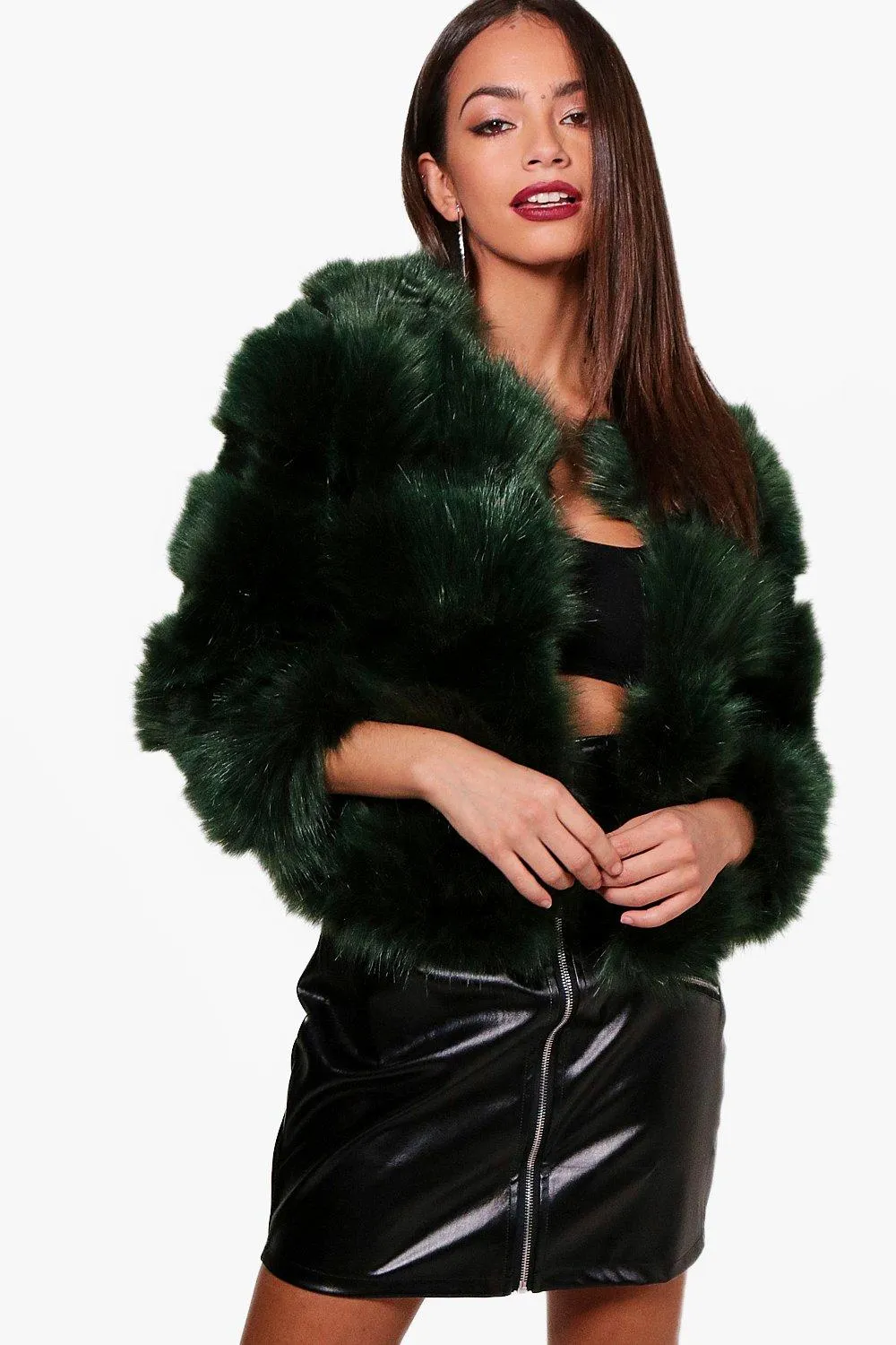 Laura Boutique Crop Faux Fur Coat