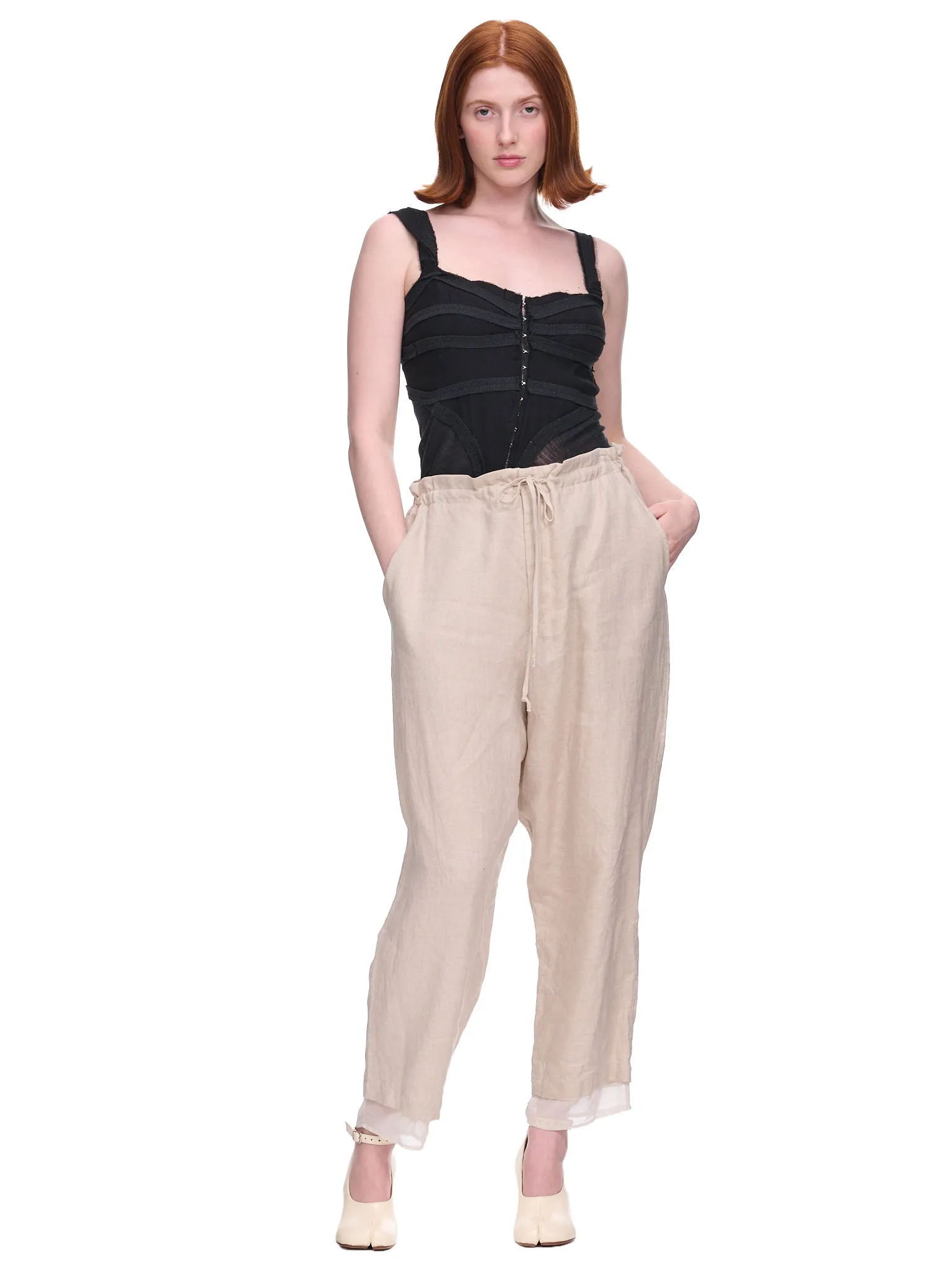 Layered Tulle Trousers (YI-P03-829-OFF-WHITE)