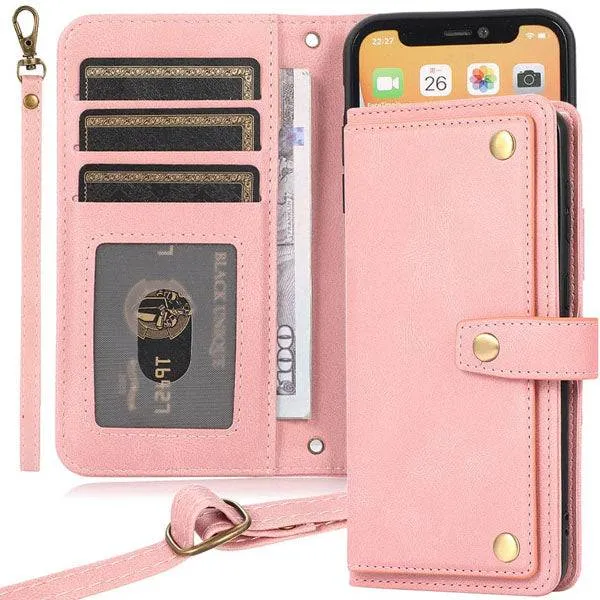 Leather Crossbody Shockproof Wallet Phone Case for iPhone 13 Series